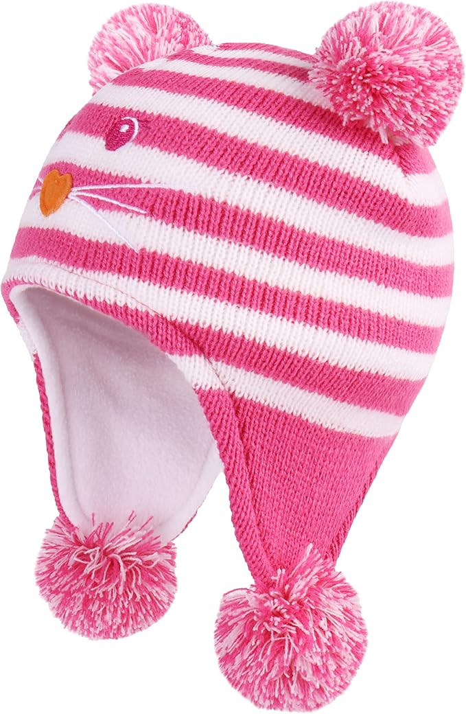 LANGZHEN Toddler Kids Infant Winter Hat, Earflap Knit Warm Cap Fleece Lined - Image 2