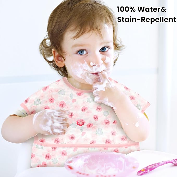 TSD Baby Bibs Waterproof Feeding Bibs 5pack Adjustable Mealtime Poctet Bib - Image 2