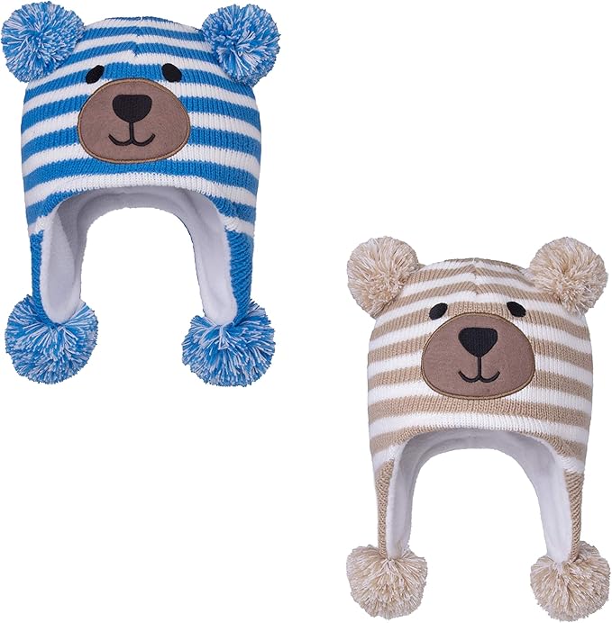 LANGZHEN Toddler Kids Infant Winter Hat, Earflap Knit Warm Cap Fleece Lined by LANGZHEN