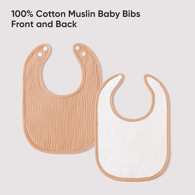 100% Cotton Muslin Baby Bibs 10-Pack Baby Drool Bibs - Image 6