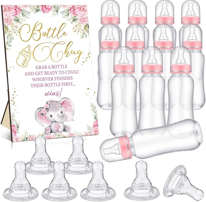 TrelaCo Cool Baby Shower Games Wooden Bottle Chug Sign Rustic Theme Gift Sets by TrelaCo