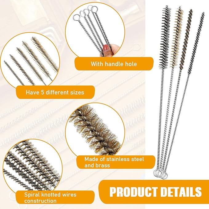 Wire Tube Brushes Bulk for Cleaning Pipe Tube Brass Stainless Steel Round Wire - Image 3