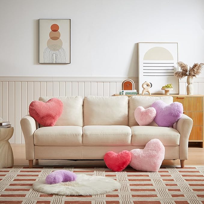 EastTree Heart Pillows, Carmine Heart Shaped Pillows, Love Throw Pillows Gifts - Image 3