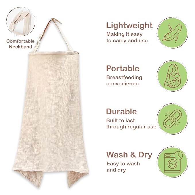 Premium Organic Breathable Muslin Nursing Cover - Image 2