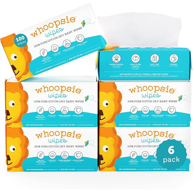 Whoopsie Wipes – The Original 100% Pure Cotton Dry Baby Wipes – Ultra Soft - Image 7