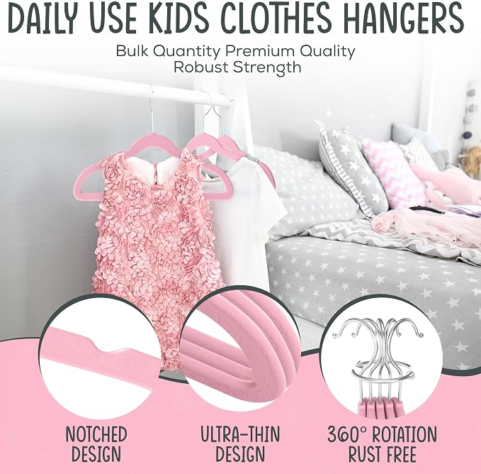 50 Premium Kids Velvet Hangers - Image 3