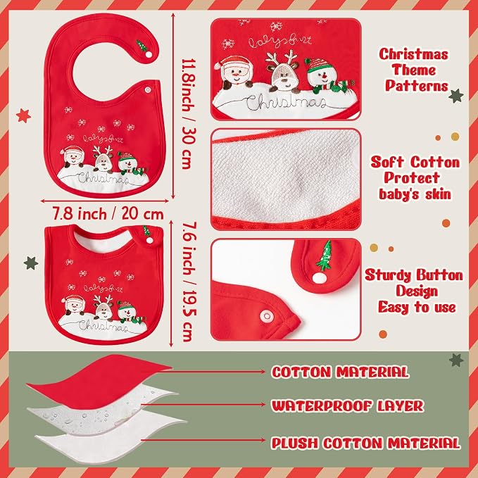 3Pcs Christmas Baby Cotton Bibs - Image 2
