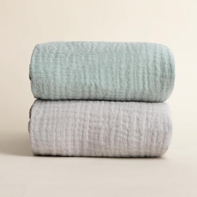 Muslin Swaddle Blankets for Newborns, 2 Pack 100% Cotton Receiving Blankets - Image 7