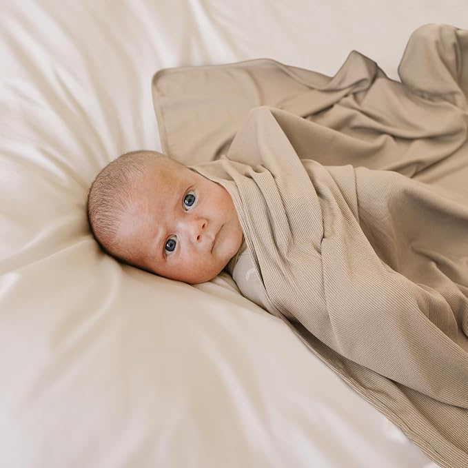 Konssy Knit Baby Blanket 2 Pack, Soft Ribbed Swaddle Receiving Blankets - Image 4
