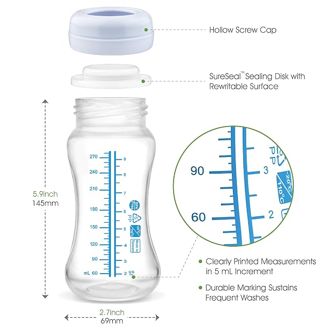 Maymom Wide-Mouth Milk Storage Collection Feeding Bottle - Image 4