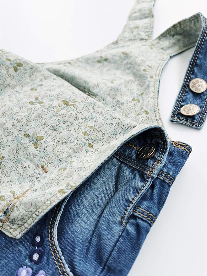 KIDSCOOL SPACE Baby Little Kids Cute Denim Embroidered Fashion Jean Overalls - Image 3