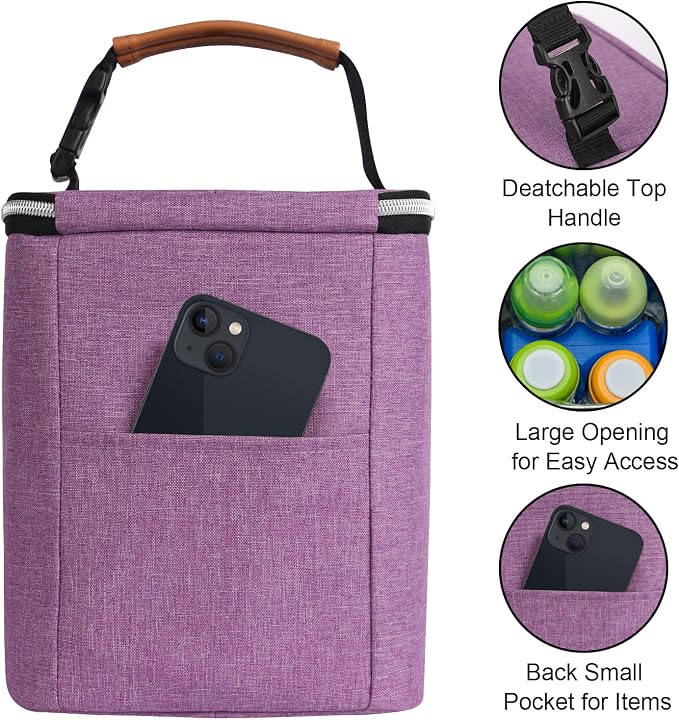 Breast Milk Cooler Bag with Ice Pack Fits 4 Baby Bottles Up to 9 Ounce - Image 4