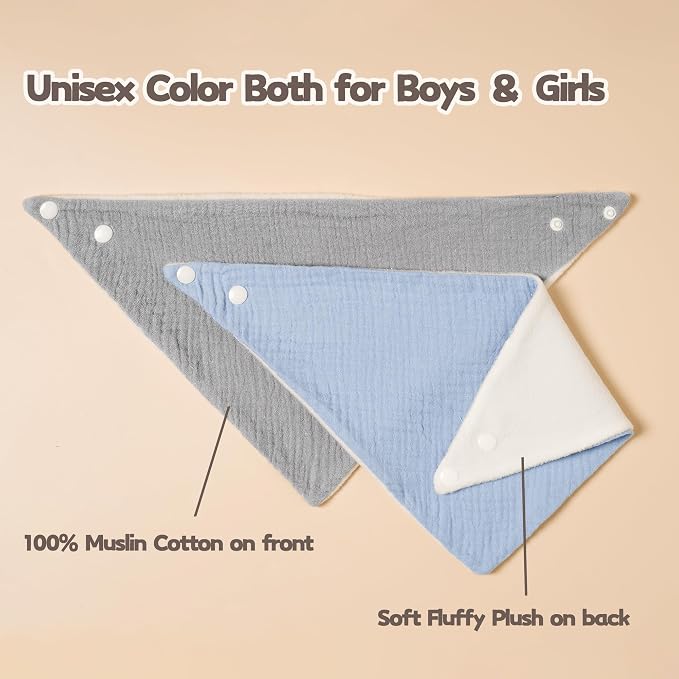 Susurration Muslin Baby Drool Bibs 6Pack Soft Triangular Adjustable Baby - Image 6