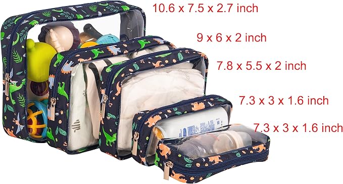 TSA Approved 5-Piece Diaper Bag Organizer Pouch Set Clear Waterproof TPU Kids - Image 2