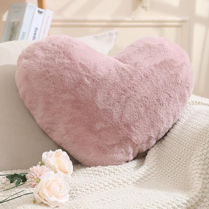 EastTree Heart Pillows, Dusty Pink Heart Shaped Pillows, Love Throw Pillows by EastTreeHomeGuide
