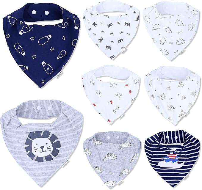 DOKMA Set 8 Organic Cotton Baby Drool Bibs by DOKMA