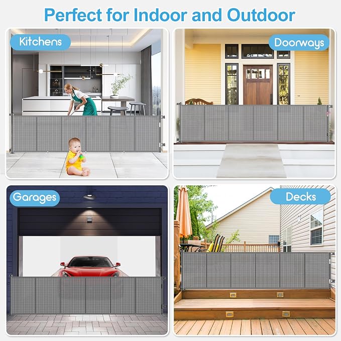 Upgrade 150 inch Retractable Baby Gates, EZIGO Extra Wide Baby Gate - Image 7