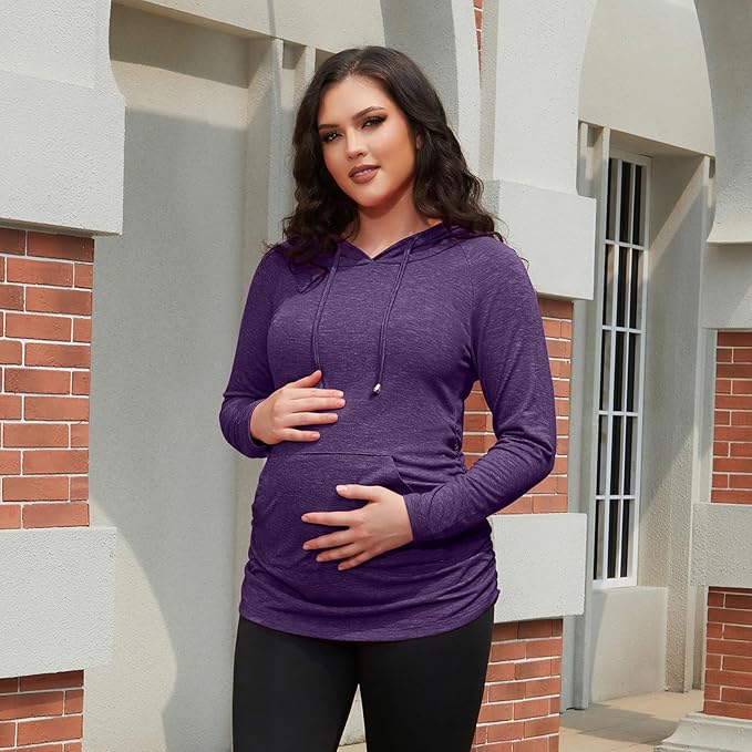 GINKANA Maternity Hoodie Long Sleeves Shirts Casual Maternity Top Pregnancy - Image 2