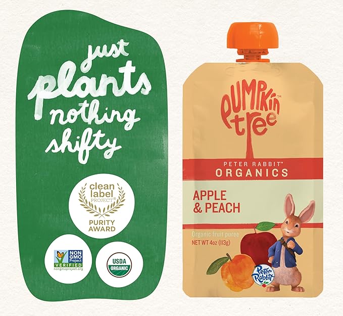 Pumpkin Tree Peter Rabbit Organics Apple and Peach, Fruit Snack Squeeze Pouch - Image 5