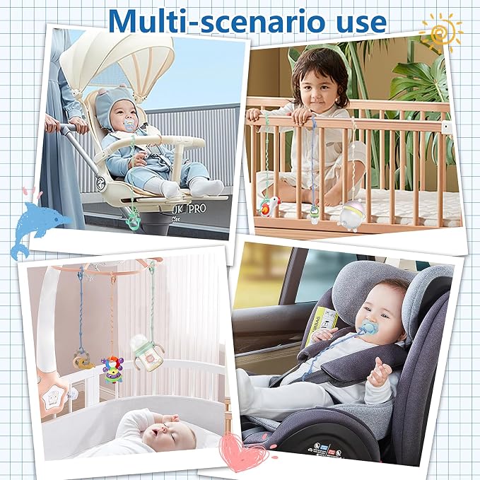 Toy Straps for Baby, RTMOK Silicone Setpacifier Clip, Applies to Car Seat Toy - Image 3