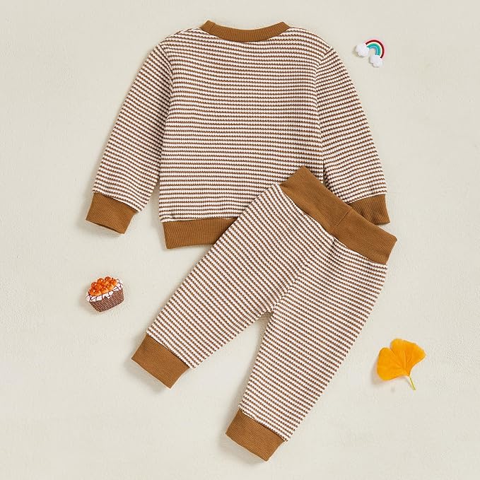 Toddler Baby Boy Fall Clothes Waffle Outfit Long Sleeve Color Blocking - Image 7