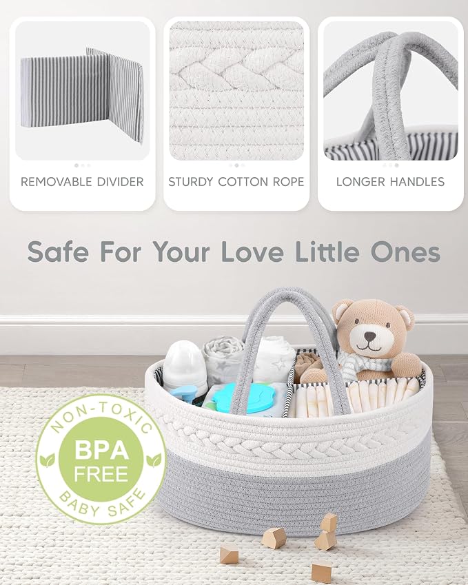 Maliton Cotton Rope Diaper Caddy Organizer - Image 3