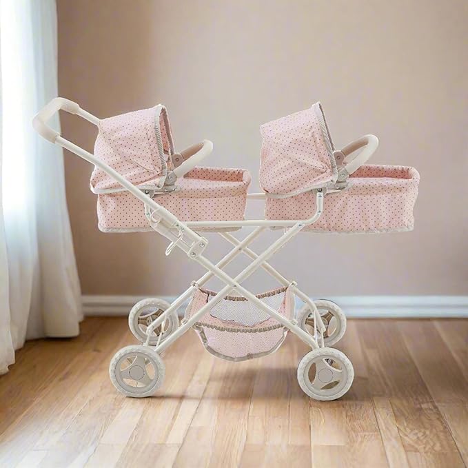Olivia's Little World Twin Baby Doll Stroller, Double Bassinet Stroller Kids - Image 2