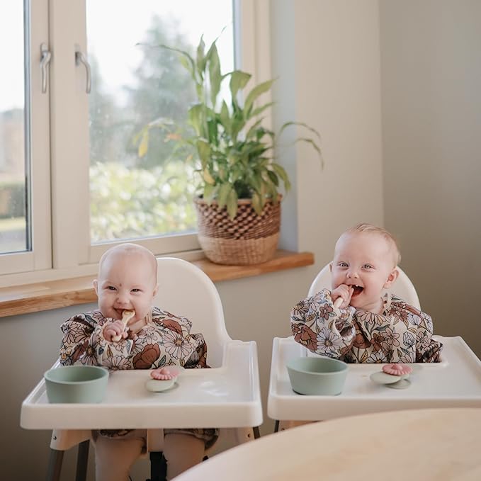mushie Long Sleeve Baby Bib | Water Resistant Adjustable Fit - Image 4