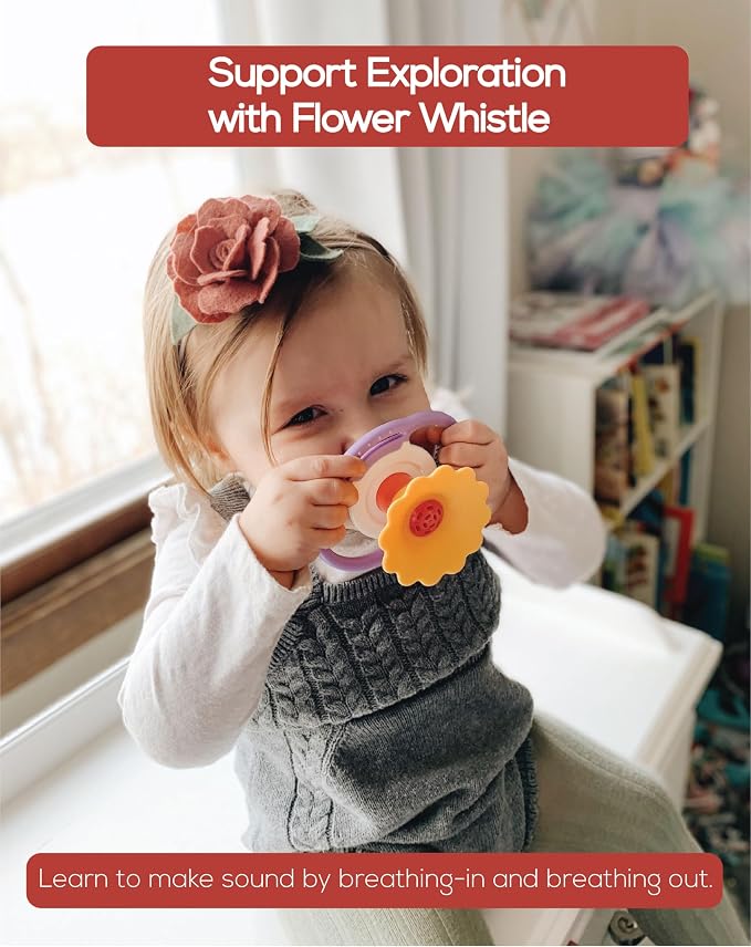 BaBeloved Flower Whistle Baby Teething Toys Multiple Sensory Montessori Baby - Image 2