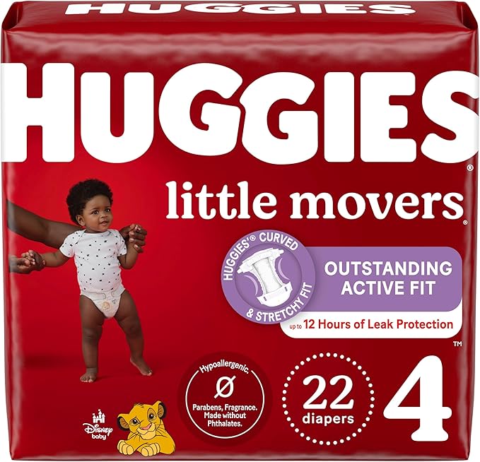 Huggies Size 4 Diapers, Little Movers Baby Diapers, Size 4, Packaging May Vary by Huggies%C2%AE