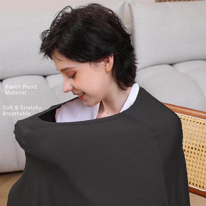 Nursing Cover for Breastfeeding, 360°Full Coverage Nursing Poncho, Rayon Soft & - Image 4