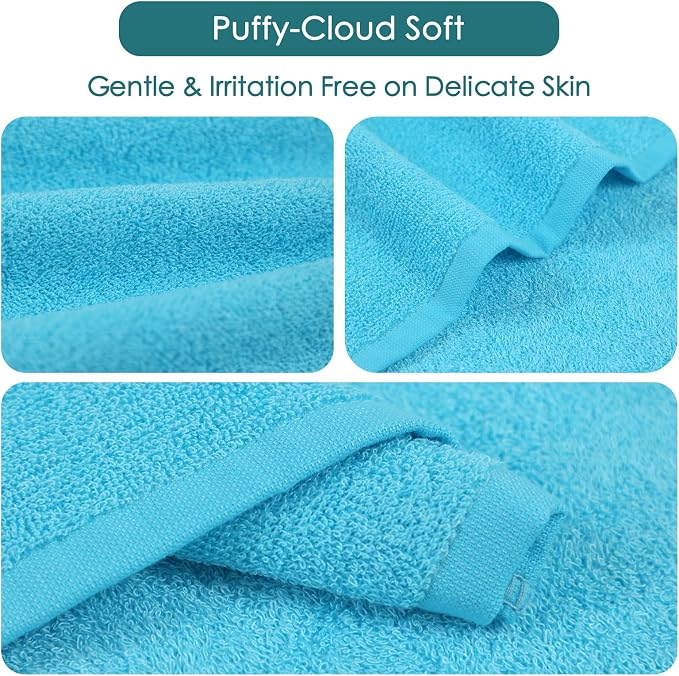 JEFFSUN Baby Washcloths 6 Pack, 10x10 inch Heavenly Soft Blue Wash Cloths - Image 7