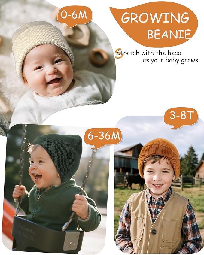 ROYBENS 100% Cotton Baby Beanie Cute Toddler Winter Hat Boys Girls Kids Soft - Image 5