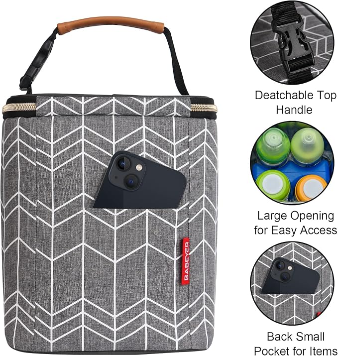 Breast Milk Cooler Bag with Ice Pack Fits 4 Baby Bottles Up to 9 Ounce - Image 4