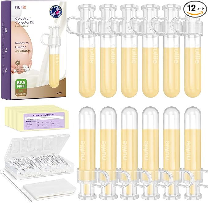 Nuliie Colostrum Collector Kit 7ml/12pcs, Reusable Breast Milk Collector by nuliie