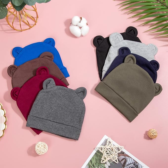 DRESHOW BQUBO 8 Pack Unisex Baby Beanie Hat Infant Toddler Kid Hats Baby Soft - Image 6