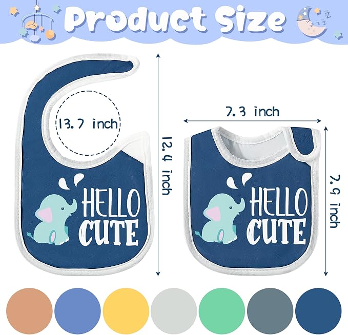 7Pcs Cotton Waterproof Baby Bibs Hook Loop Closure Newborn Bib Keepsake Baby - Image 2
