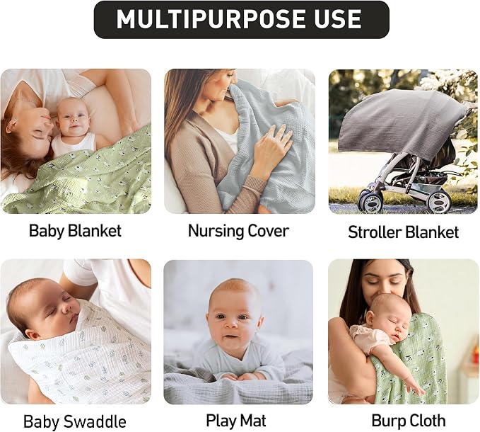 Muslin Swaddle Blankets for Newborn, 3 Pack Breathable Soft Receiving Blanket - Image 5