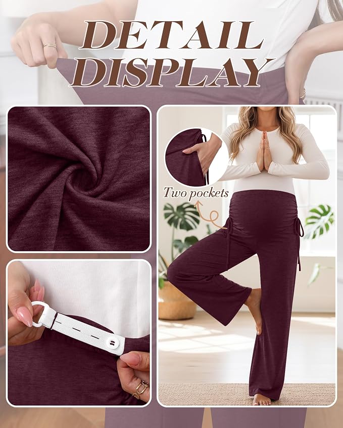 Neer 3 Pack Women's Maternity Pants Over The Belly Loose Pregnancy Pants - Image 4