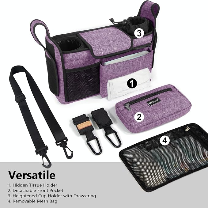TOPDesign Universal Baby Stroller Organizer, Stroller Caddy - Image 2