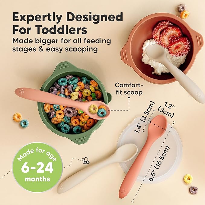 KeaBabies Silicone Baby Spoons, Self Feeding 6-12 months - Image 2
