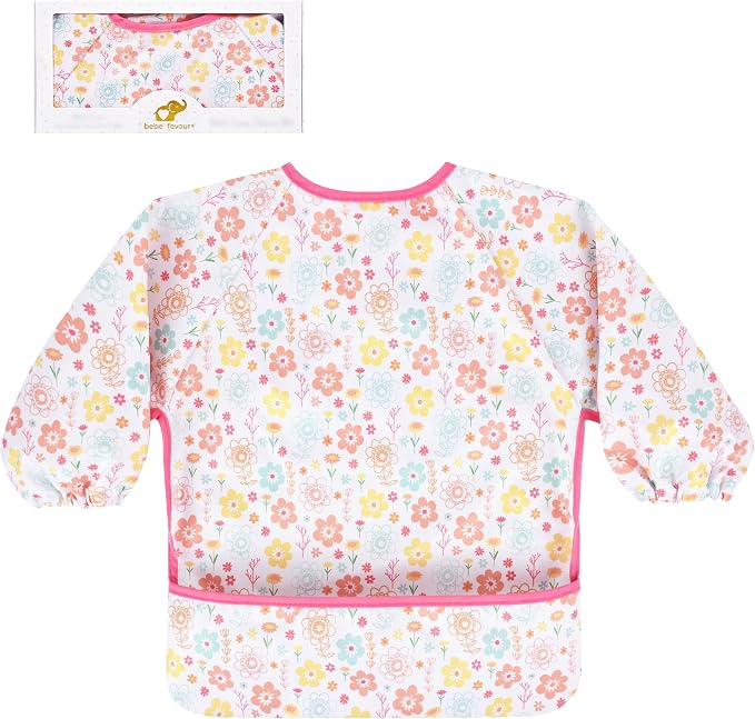 Long Sleeve Baby Bib For Eating Feeding Mess Proof Waterproof Food Smock Bibs by BebeFavour