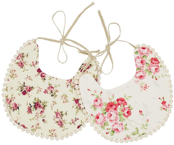 GZMM Baby Bib For Girls, Reversible Waterproof Handmade Natural Cotton Baby by GZMM