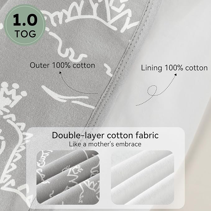 Baby Sleep Sack 6-12 Months 1.0 Tog Baby Wearable Blanket 100% Cotton Sleeping - Image 5