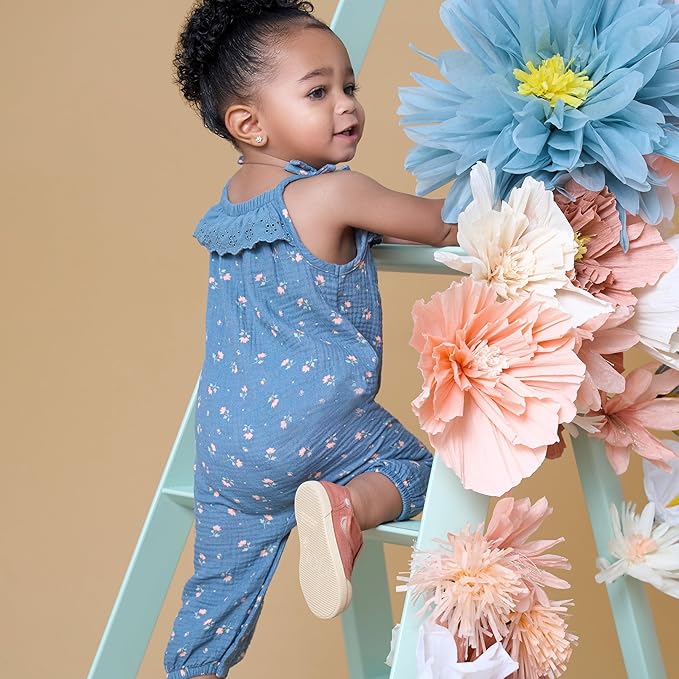 Modern Moments by Gerber baby-girls Self Eyelet Ruffle Long Leg Romper - Image 4