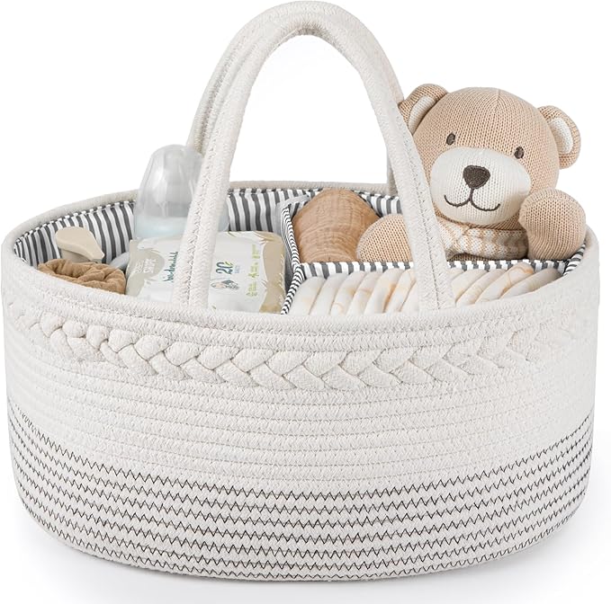 Maliton Baby Diaper Caddy Organizer, Cotton Rope Diaper Caddy Basket, Large by Maliton