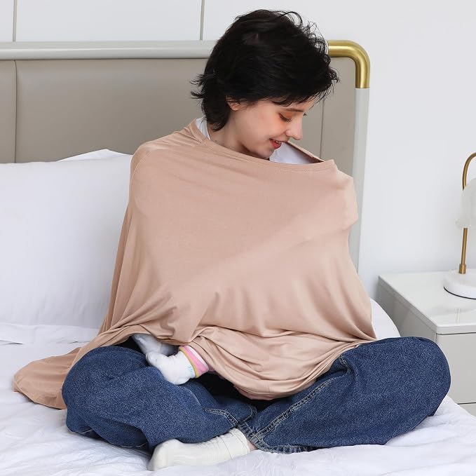 Nursing Cover for Breastfeeding, 360°Full Coverage Nursing Poncho, Rayon Soft & - Image 6