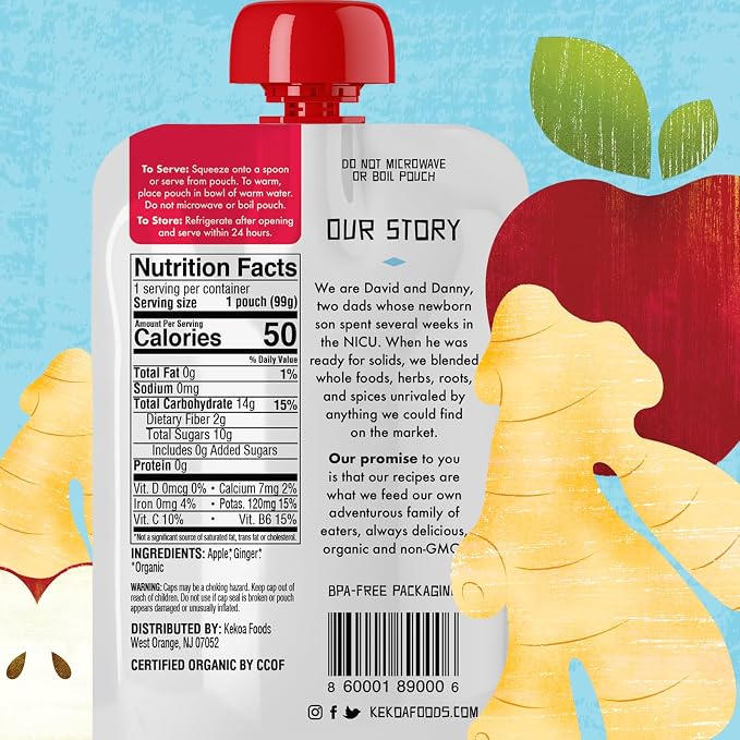 Kekoa Foods Apple & Ginger Baby Food Purée | 100% USDA Certified-Organic - Image 2