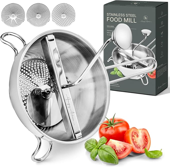 Ergonomic Food Mill Stainless Steel by TheHungryArtisan