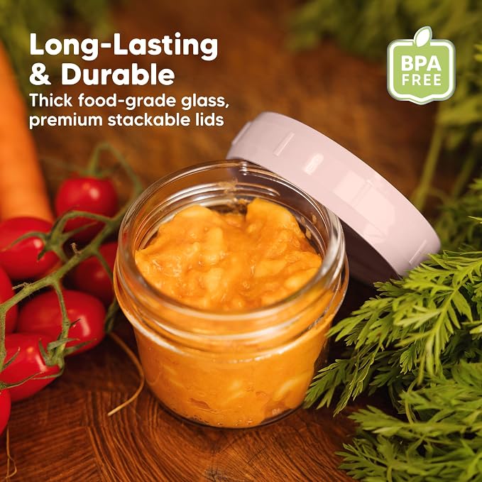 KeaBabies 6pk 4oz Glass Baby Food Containers - Image 4